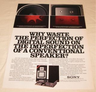 Vintage Sony Stereo Speakers PRINT AD from 1984