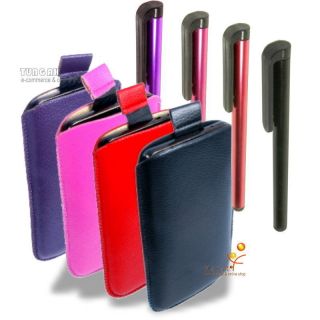 Stylish Leather Case Pouch+Touch Pen For LG Optimus Hub Chat C550 P500