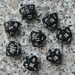 Newly listed Lot 8 Black D20 RPG Die D&D 20 Sided Dice Game + bag
