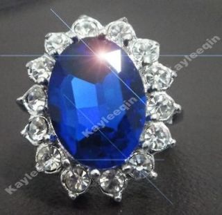 Wedding Engagement Ring Sapphire Simulated Blue Diamond Cocktail