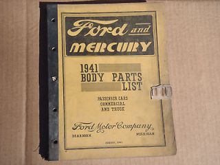 1941 Ford & Mercury Body Parts Manual List Catalog Car & Truck