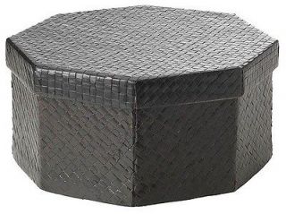 Box with Lid BLADIS Rattan jewelry Basket Container Black Brown NIP