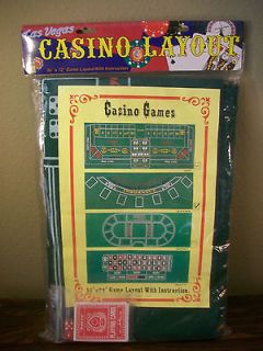 Las Vegas Casino Table Layout Games Craps Blackjack 36 x 72 Felt