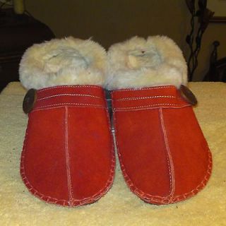 CLARKS SUEDE SLIP ON BUTTON DETAIL FUR LINED SLIPPERS