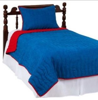 TWIN   Crayola   Color Me Suede Blue & Red REVERSIBLE COVERLET & SHAM