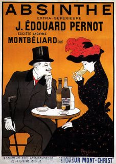 ABSINTHE EDOUARD PERNOT COUPLE DRINK ALCOHOL FRENCH CAPPIELLO VINTAGE