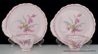 Pair of Snack Sets Tuscan/ Royal Fine Bone China England Pink April