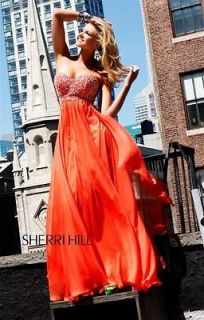 Sherri Hill 3802 Orange Strapless Embellished Dress Sz 2 6 8 10 New