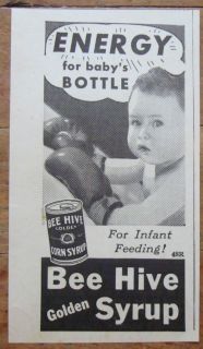 HIVE CORN SYRUP AD PORT CREDIT ONTARIO CUTE BABY BOXING GLOVES BOXER