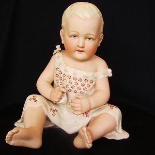Cute Unusual Large Antique Bisque Piano Baby Doll Figurine Figure