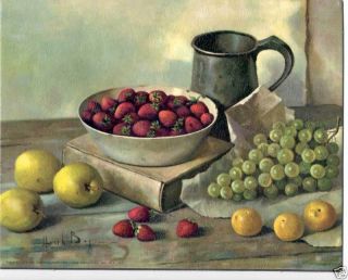 Henk Bos Still Life Fruit Canvas Style Lithograph
