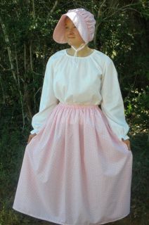Ladies Pioneer prairie skirt set opt. blouse bonnet pick size & color