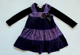Boutique GREGGY GIRL Purple Stretch Velvet Velour Twirl Dress Size 2T
