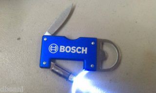 BOSCH Led Flashlight Keychain Bottle Opener Pocket Pen Knife FOB Tool