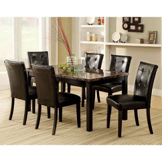 Boulder Espresso Finish Faux Marble Table Top Dining Set
