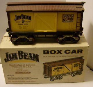 Jim Beam Train Yellow Boxcar Decanter w/ Box made by Regal China in