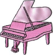 Pink Baby Grand Piano Musical Sew Iron on Patch Badge Music Instrument