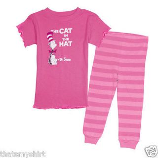 New Dr. Seuss Cat in the Hat Pink Shirt and Pants Pajamas Set 