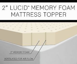 Lucid 2 Ventilated Memory Foam Mattress Topper   Full Size   NEW IN