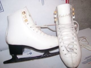 Girls sz 1 CELEBRITY White Figure Ice Skates MK BLADES