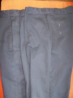 mens work pants clothes 44x30 DICKIES classic blue slit back