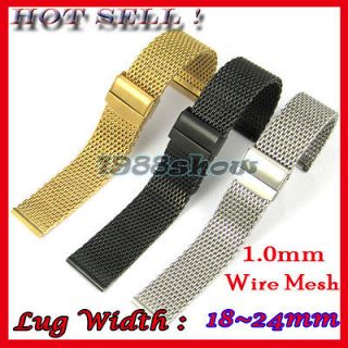 New Fashion 18 20 22 24 mm Stainless Steel Watch Mesh Band Double