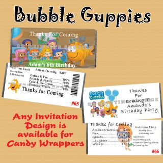 Bubble Guppies Birthday Candy Wrappers 1 each Personalized Custom Made