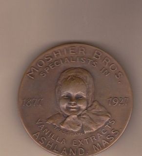 MOSHIER BROS ADVERT. BRONZE MEDAL 1927 BY WHITEHEAD HOAG CO.