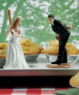 Wedding Baseball Home Run Bride & Groom Cake Topper