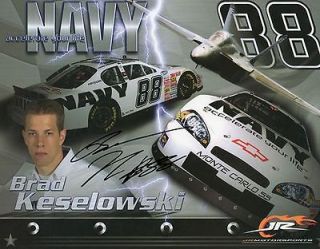 Autographed 2008 Brad Keselowski 88 NAVY Hero Handout NASCAR Postcard
