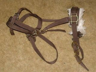 BROWN NYLON FUZZY BITLESS NO BIT HORSE PONY ? BRIDLE TACK SHOW ? REAL