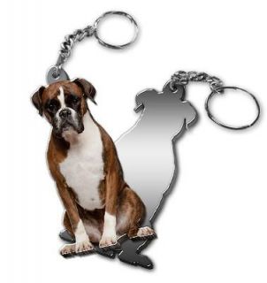 MIRRORED ACRYLIC BOXER KEYCHAIN DOG KEYRING KEY CHAINS CHAIN Made In