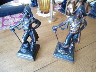 Rare Bronze   clad Polychrome Pirate Bookends by Paul Herzel