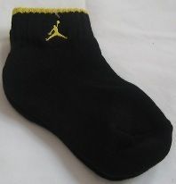 Child Air Jordan Socks One Size Black w Yellow Trim 3Pack