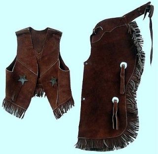 Black Suede Horse Western Kids Show Leather Vest Chaps