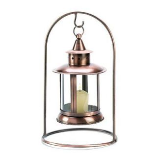 Gifts & Decor Copper Finish Hanging Tabletop Candle Holder Lantern