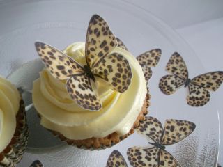 BUTTERFLIES LEOPARD PRINT *FAB* CUPCAKE/FAIRY CAKE TOPPERS RICE PAPER