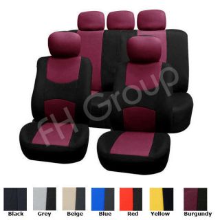 Flat Cloth Car Seat Covers W. 5 Headrests Burgundy (Fits Kia Soul