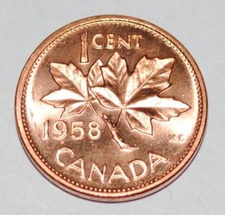 1958 1 Cent Canada Copper Nice Uncirculated