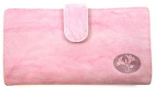 Buxton Pink Leather Heiress Tab Checkbook Keeper Cover and Credit Card