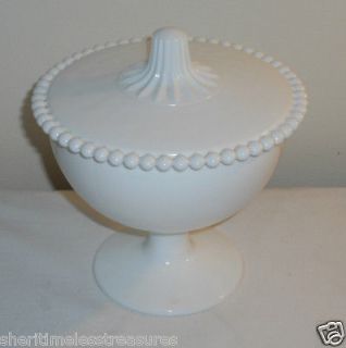 White Milk Glass Candy Dish with Cover Candlewick Brody? Exc Condition