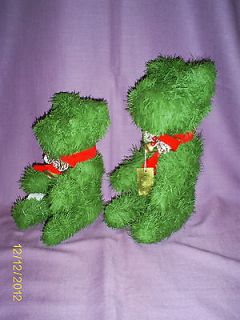 Silk Greenery Bears Christmas Red Ribbon & Bells CUTE Sullivan Silk