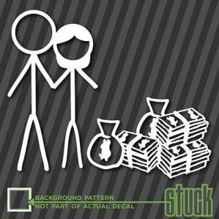 Figure Couple with Money   Family Vinyl Decal Anti hate sticker Funny