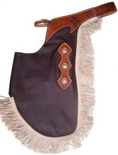 BROWN SMOOTH LEATHER WESTERN HORSE SADDLE CHINKS CHAPS FOR WORK OR