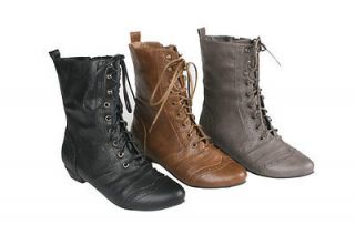 REFRESH lee 01 womens mid calf combat boots shoes lace up boots
