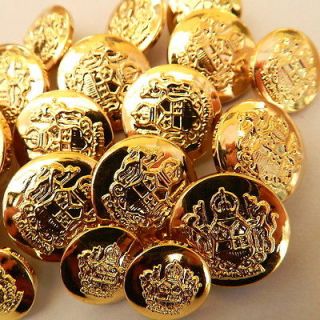 military buttons gold colour 15mm 18mm 21mm like coat of arms