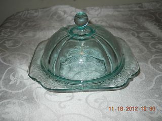 Indiana Glass Madrid Teal Covered Butter Dish