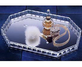 Crystal Clear Mirrored Vanity Tray Jewelry Organizer and Accessory