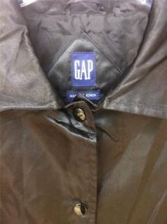 GAP Womens Rain Jacket Shiny Black SZ Med Casual Nylon Snap Up Two