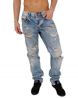 Mens CIPO & BAXX C954 NEW RIPPED BLUE wash denim jeans FUNKY NEW